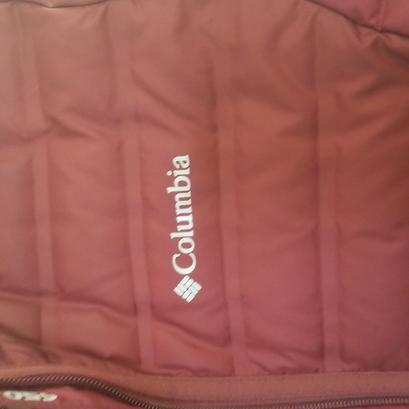 Columbia puff and feather down jacket 650 maroon/red color - Picture 3 of 6